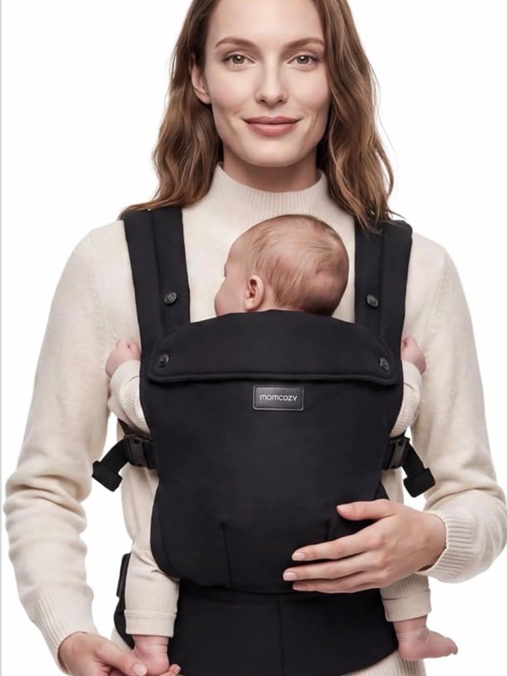 Momcozy Black Infant Front Carrier Bib - Secure Support for Newborns